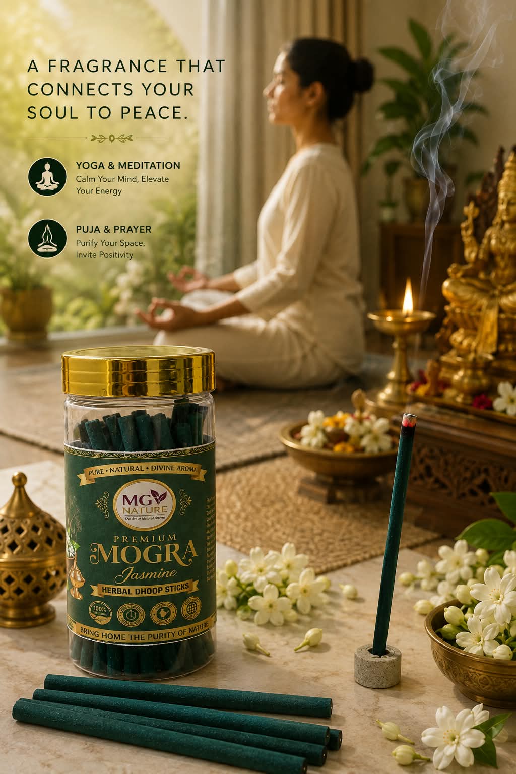 Mogra dhoop arranged with flowers